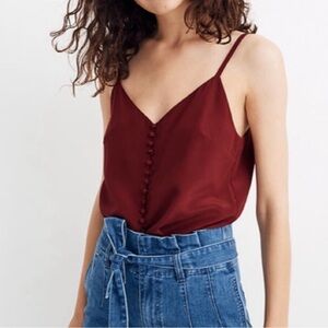 Madewell Burgundy Silk Button Down Cami